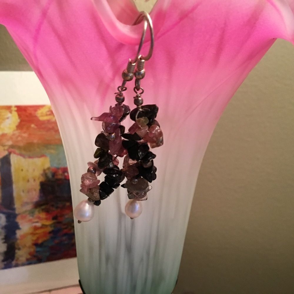 Sterling Silvertourmaline & Pearlearrings - image 4